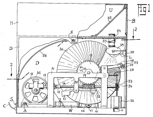 Side view of Rabkin's projection Mutoscope, patent #02070840, 1933