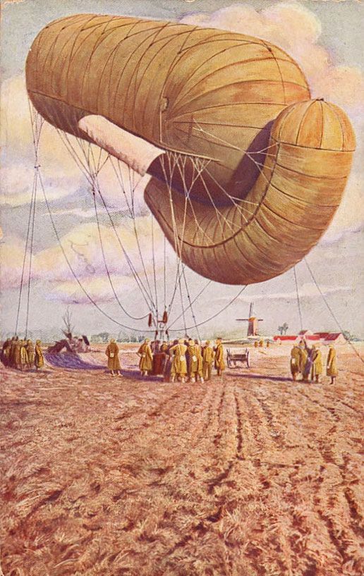 A Belgian version of the Parseval-Sigsfeld kite balloon common at the start of WWI. 1914 or 1915, private collection of Frits Van Der Veldt